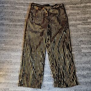 SHEIN Curve Black & Gold Velvet & Sequin Wide Leg Pants, Size 2XL
